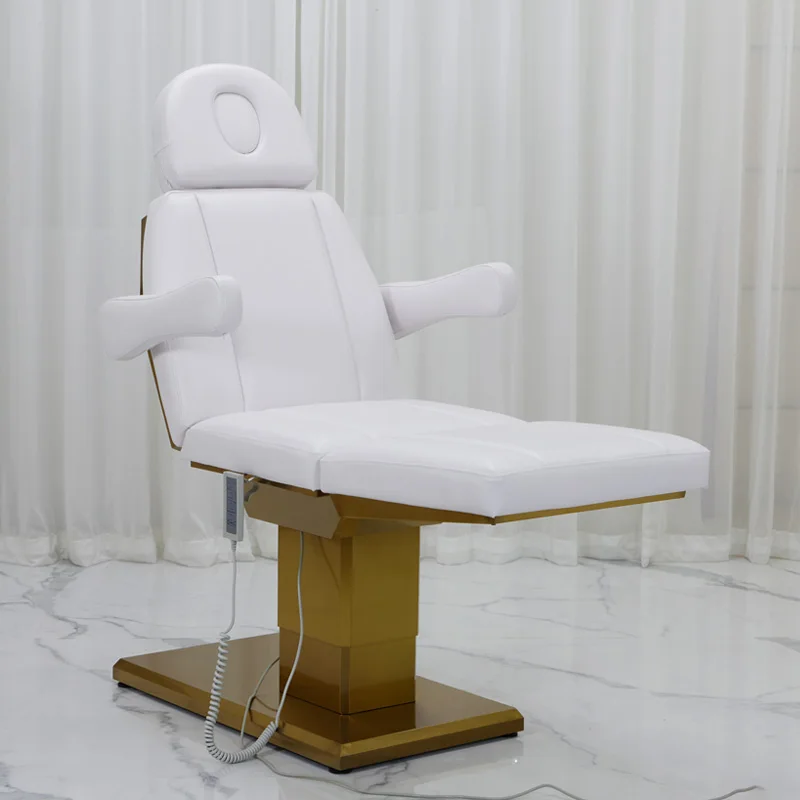 High-end luxury gold base beauty facial table electric massage pink lash bed for wholesale