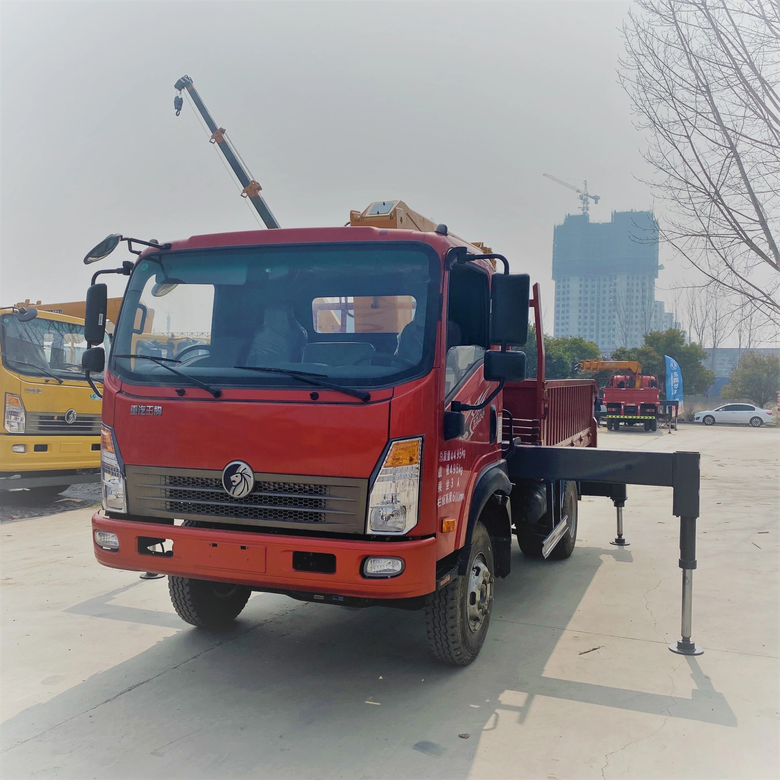 
Straight crane new 4x2 WangPai truck with 3 ton crane for Africa 