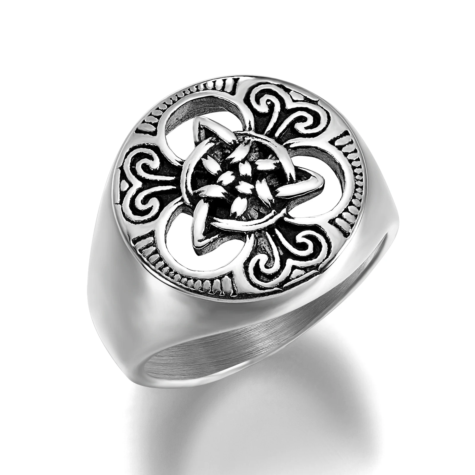 Domineering Stainless Steel Viking Celtic Knot Finger Rings For Men Custom Logo Gifts