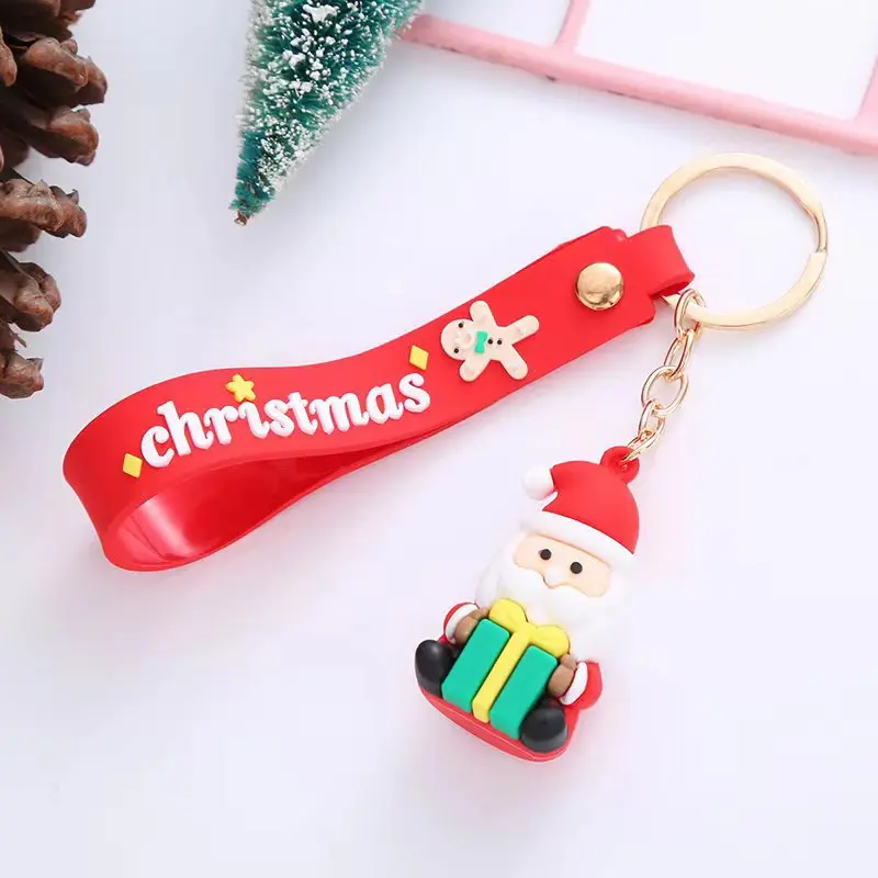 Linda Santa Claus Doll Christmas Tree Snowman Car Keychain Fashion Metal Jewelry Decorative Pendant Christmas Keychain
