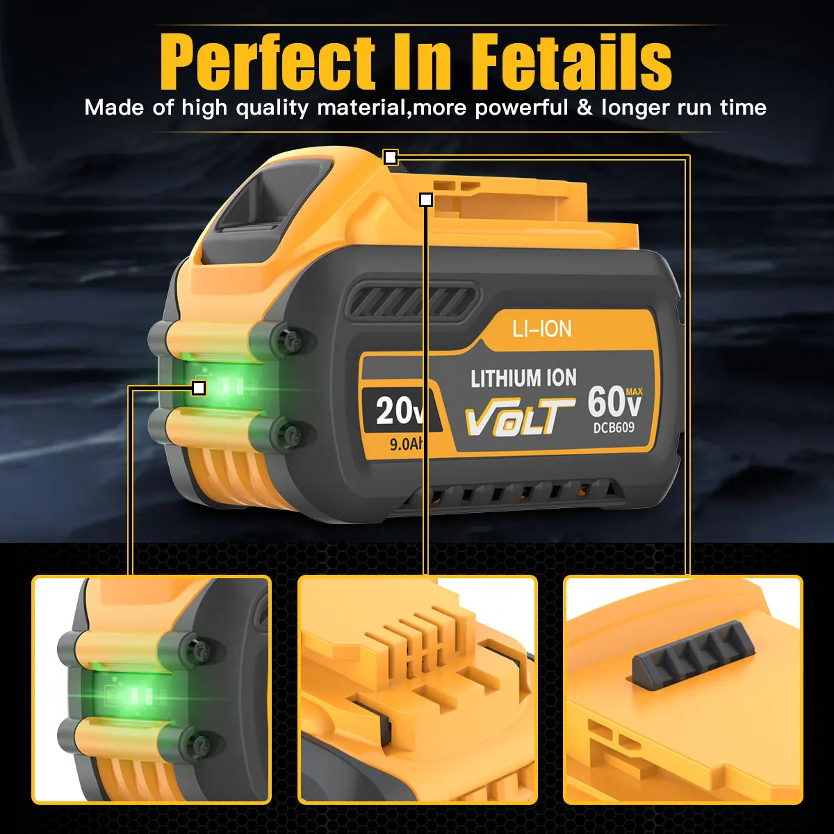 Rechargeable Lithium Battery DCB609 Volt 20V/60V 3/9Ah Replacement De walt Power Tools Battery