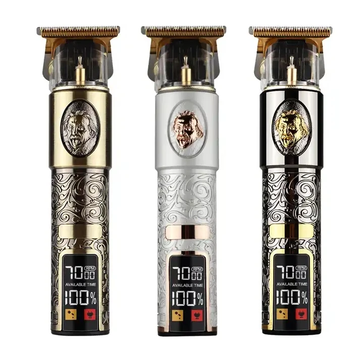 USB Electric LCD Hair Clipper Trimmer All In One Gold Light Head Rechargeable Hair Clipper Oil Head Hair Carving Mark Razor