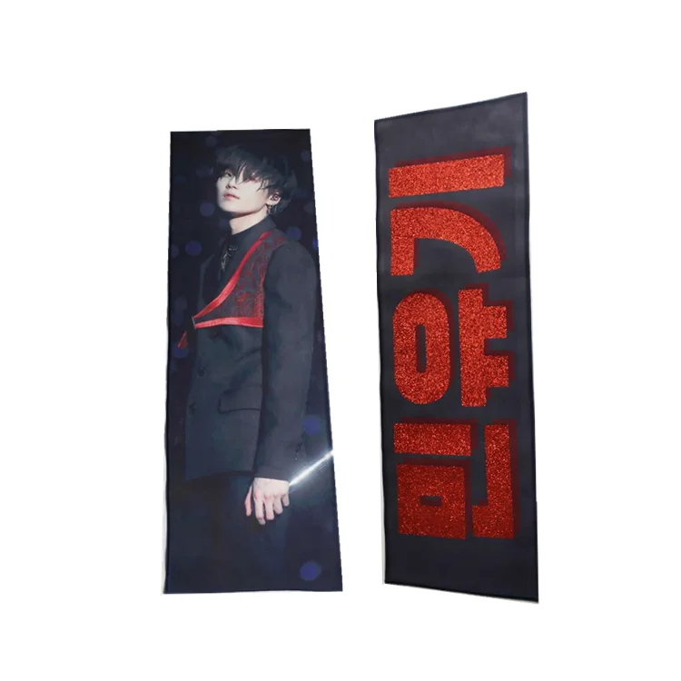 Custom Magical Kpop Slogan Towel Reflective Laser Glitter Baner Towel For concert