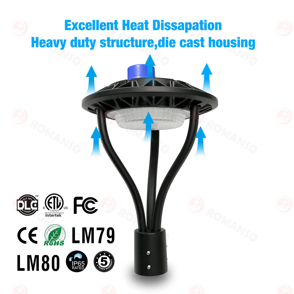 ROMANSO Aluminium Pole Ip65 60W 100W 150W Garden Spike Lamp Decoration Led Landscape Light Post top light street light