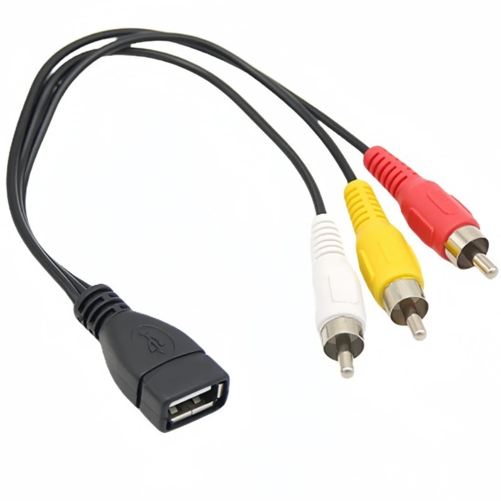 USB 2.0 female to 3RCA male AV Video Audio Adapter Cable