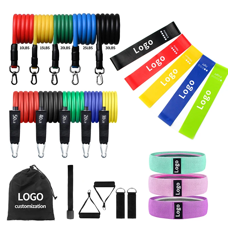 Amazon hot sell Low MOQ Wholesale Custom Logo Fitness Gym Yoga Hip Exercise Latex Resistance Bands Set