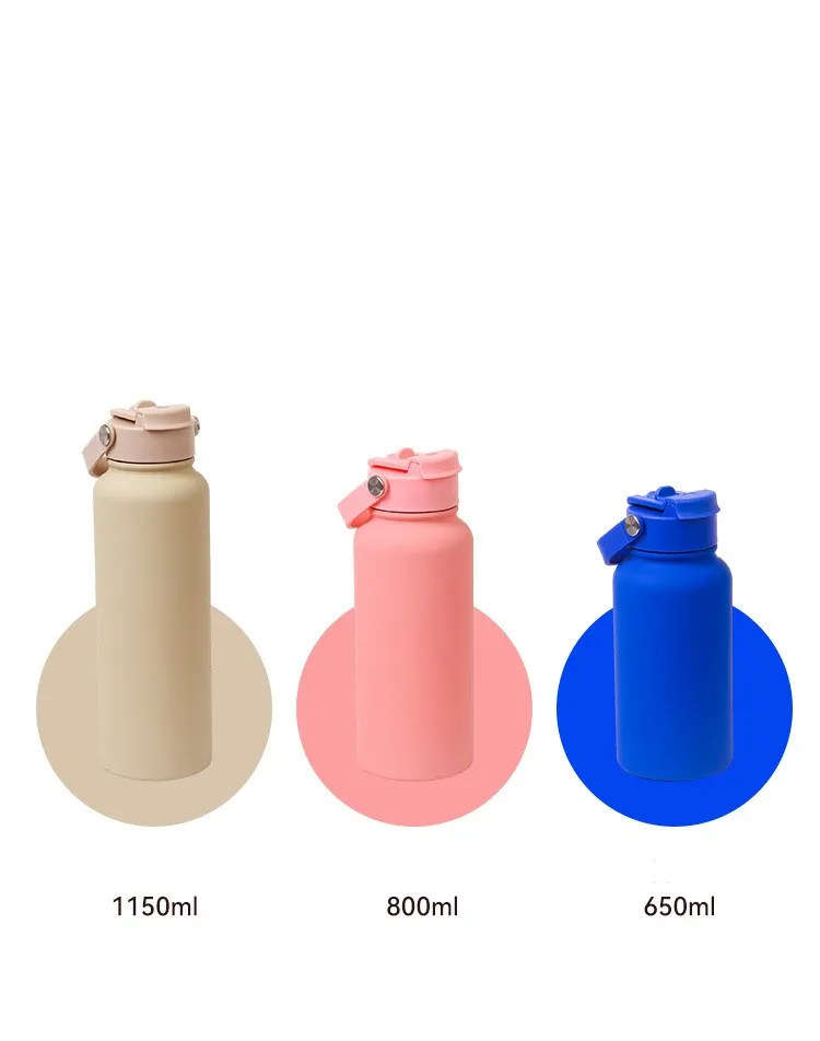 BPA FREE Stainless Steel Vacuum Flask  with Handle Straw Lid for Gym,office ,home,travel 22oz 28oz 40oz with Silicone Sleeve