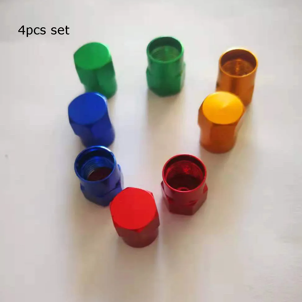 Vtogether V00004101 4pcs set Best seller Anodised flat head Half hexgan aluminum hex tire valve stem caps