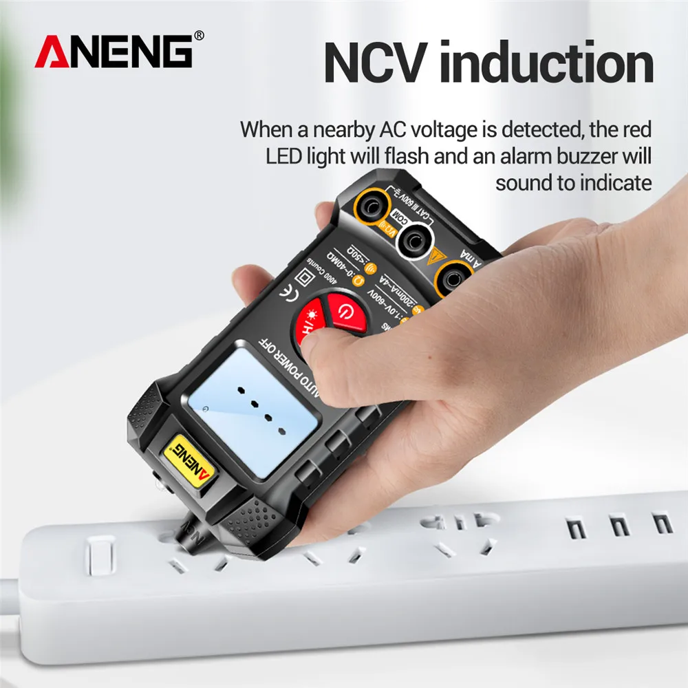 ANENG M167 Digital Mini Multimeter Tester Auto Multimetro True Rms Tranistor Meter with NCV Data Hold 4000counts Flashlight