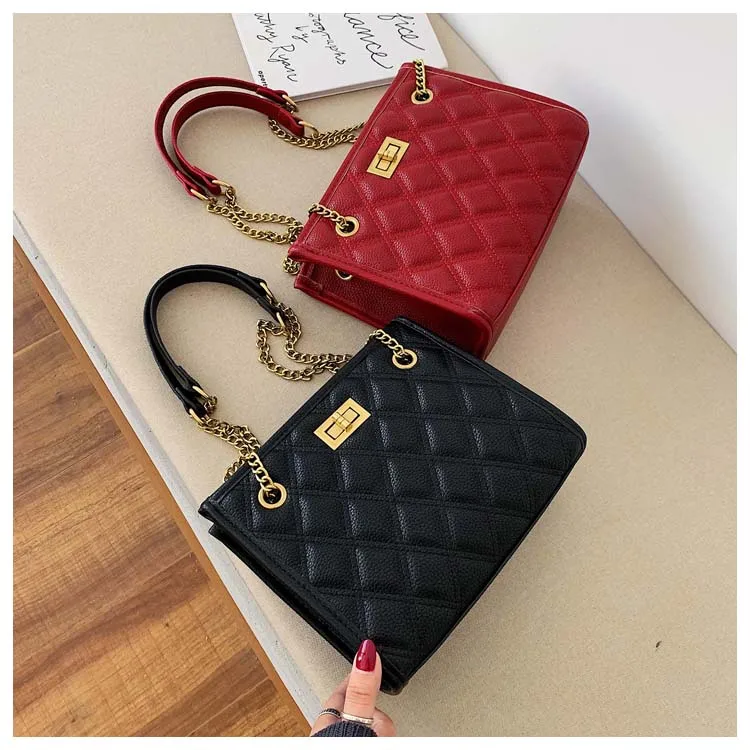 Корейский стиль pu Кожаные квадратные сумки-тоут на цепочке женские сумки 2019