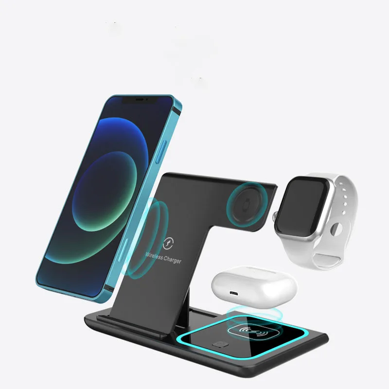 3 In 1 Phone Stand Holder Multifunction Mobile Phone Iwatch Bluetooth Headset chargur Foldable Wireless Charger
