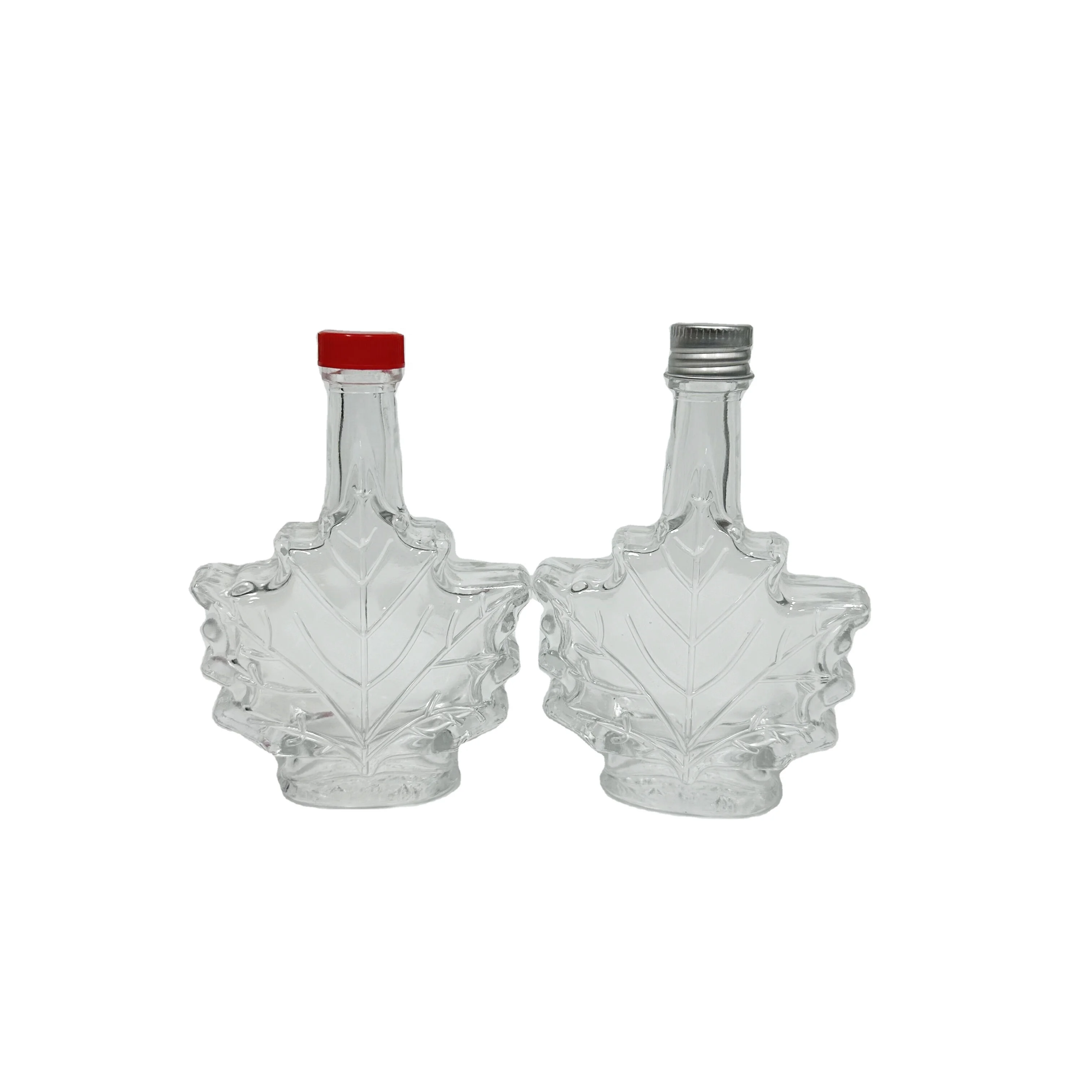50ml maple leaf glass bottle with aluminum lid, glass maple syrup jar