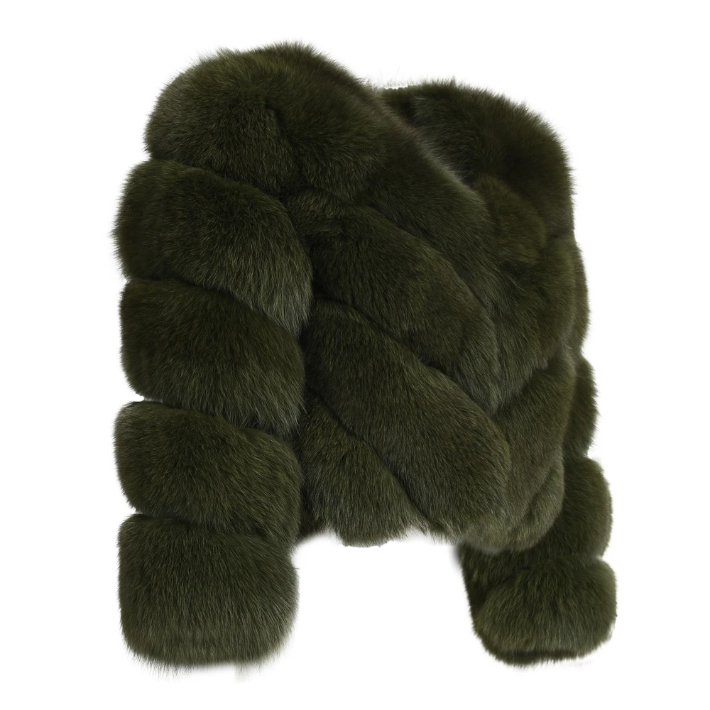 OEM Factory Popular Fluffy Real Fox Fur Coat Bubble Sleeves Custom Wholesale Woman Winter Short Fox Fur Coat