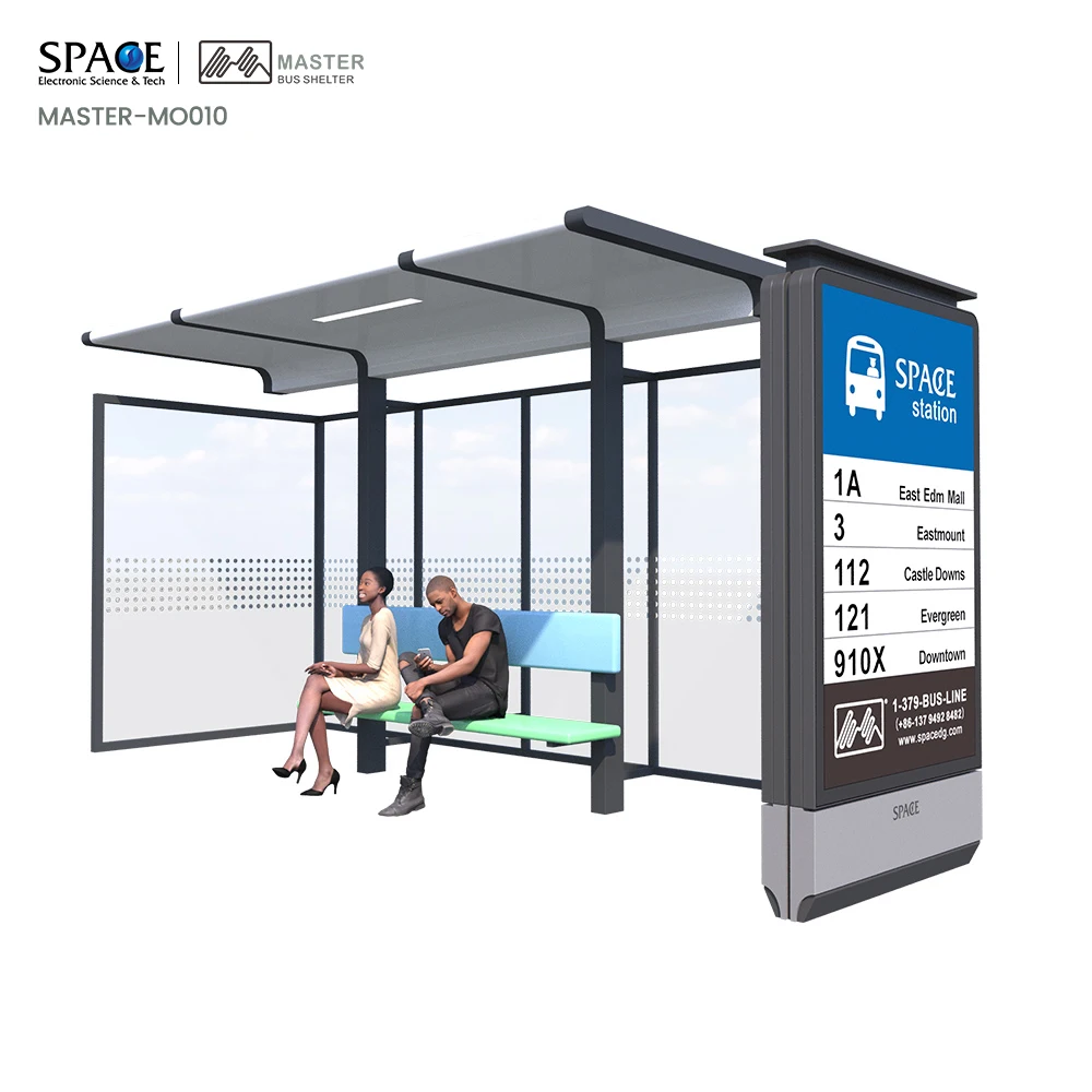 ODM / OEM Outdoor Road Sided Smart Bus Shelter Stop Station