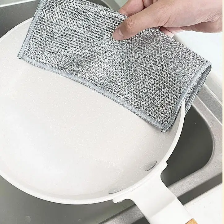 Wet Dry Scrubs Cleans Dishes Sinks Count Wire Dishwashing Rag Wire Dishcloth Multipurpose Wire Dishwashing Rags
