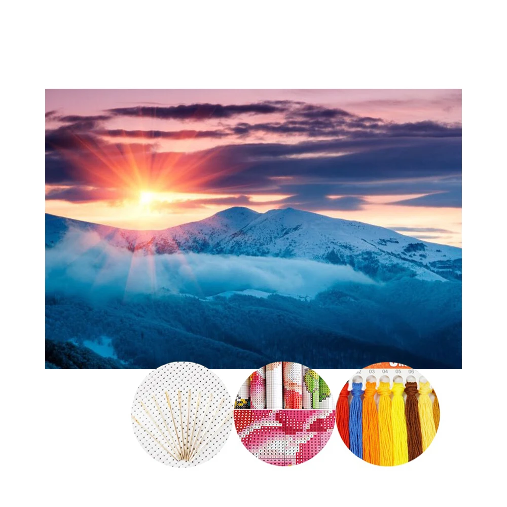 Hot Sale New Big Landscape Embroidery Crafts Fabric Cross Stitch Custom for Home Decor