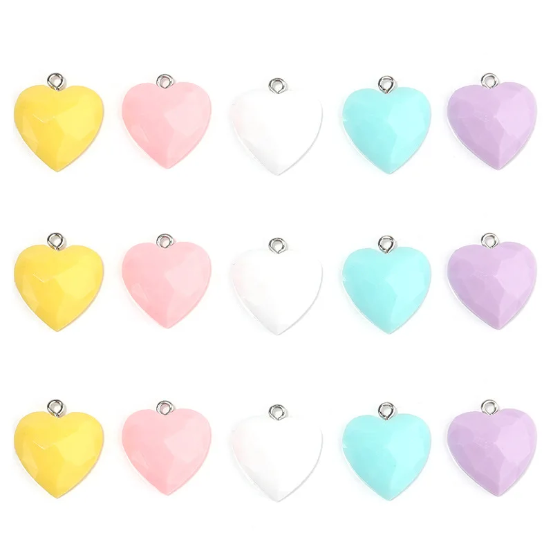 Amazon hot sale Acrylic transparent candy color dice ice cream heart pendant for necklace making