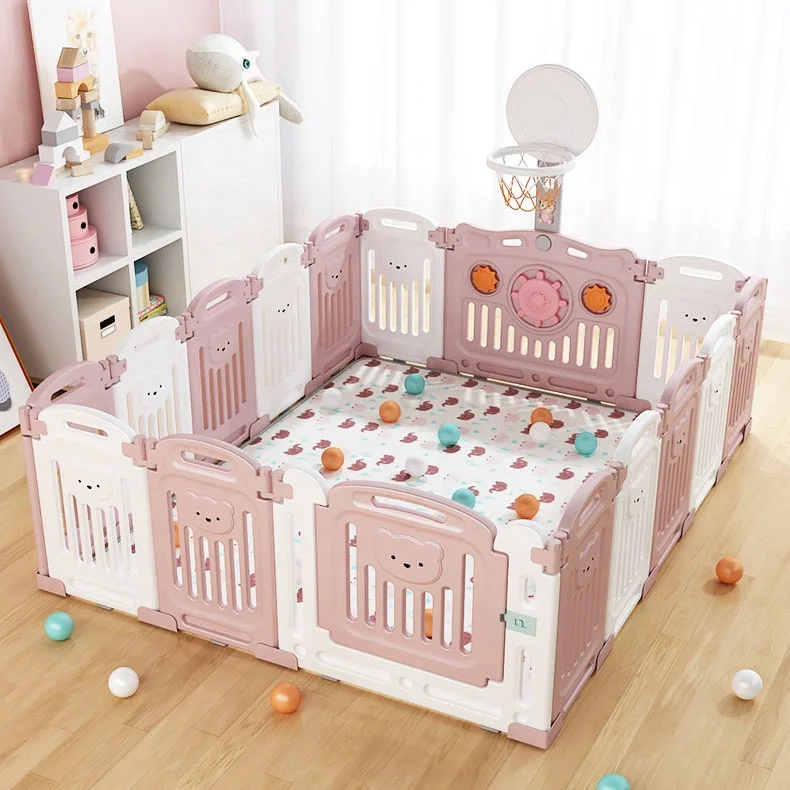 Folding Children Kids Plastic Play Yard Baby Playpen Indoor Safety Gate Fences Playpens