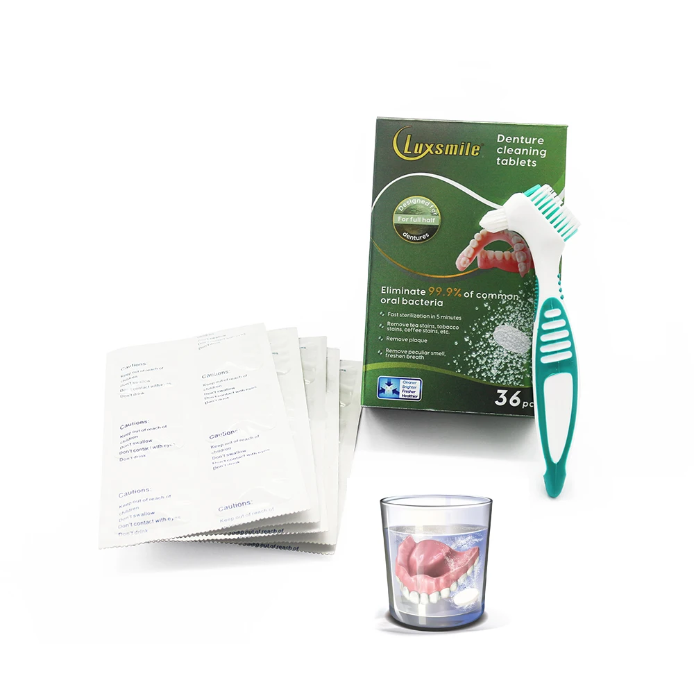 Private Label Eliminate 99.9% Oral Bacteria Effervescent Oral Care Strong Cleaning False Teeth Aligners Denture Cleaner Tablet