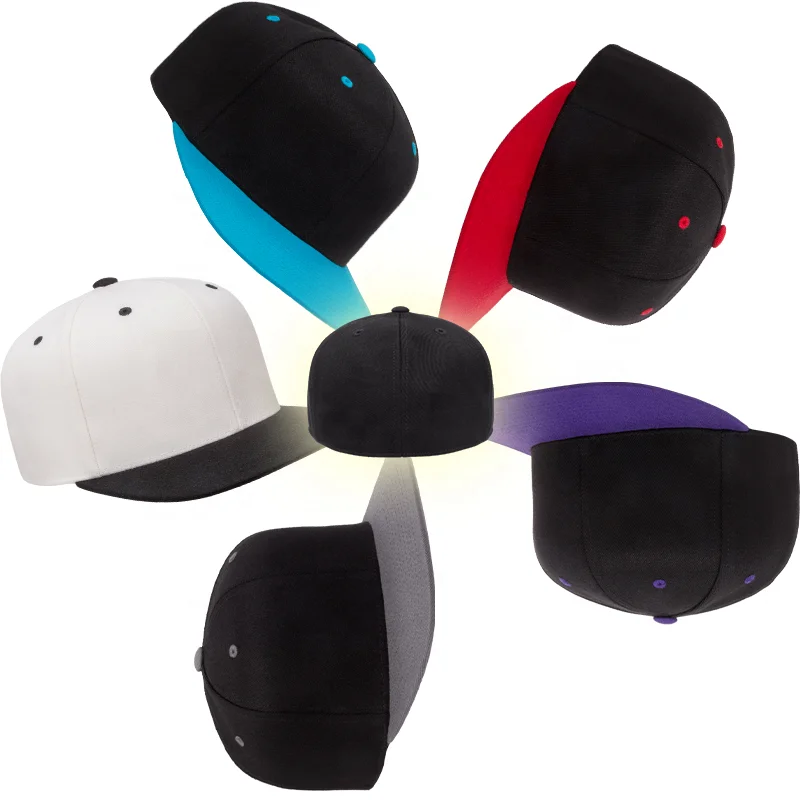 HS44 two tone custom mens blank black plain 6 panel mesh logo gorras flex fit snapback baseball full fitted cap hats