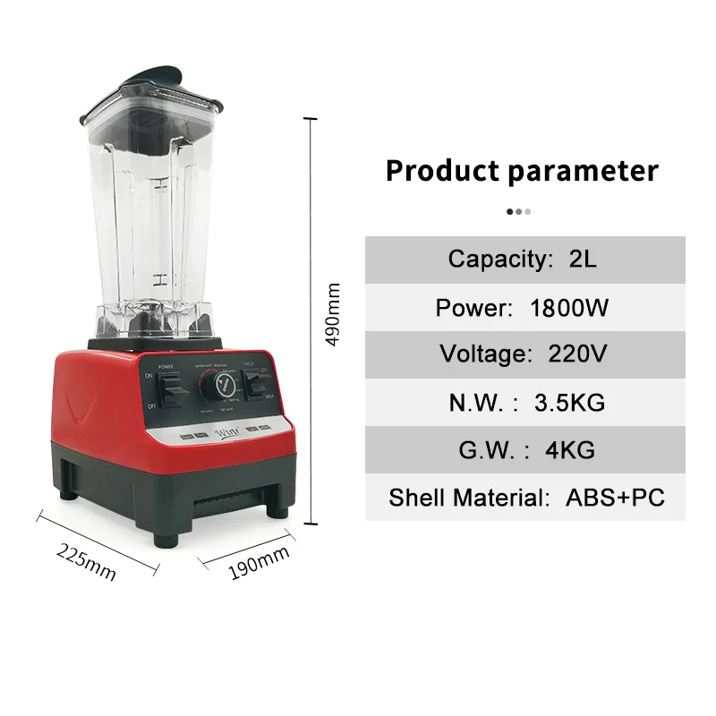 2L1800W многофункциональный бытовой Сверхмощный шлифовальный станок электрический коммерческий блендер и