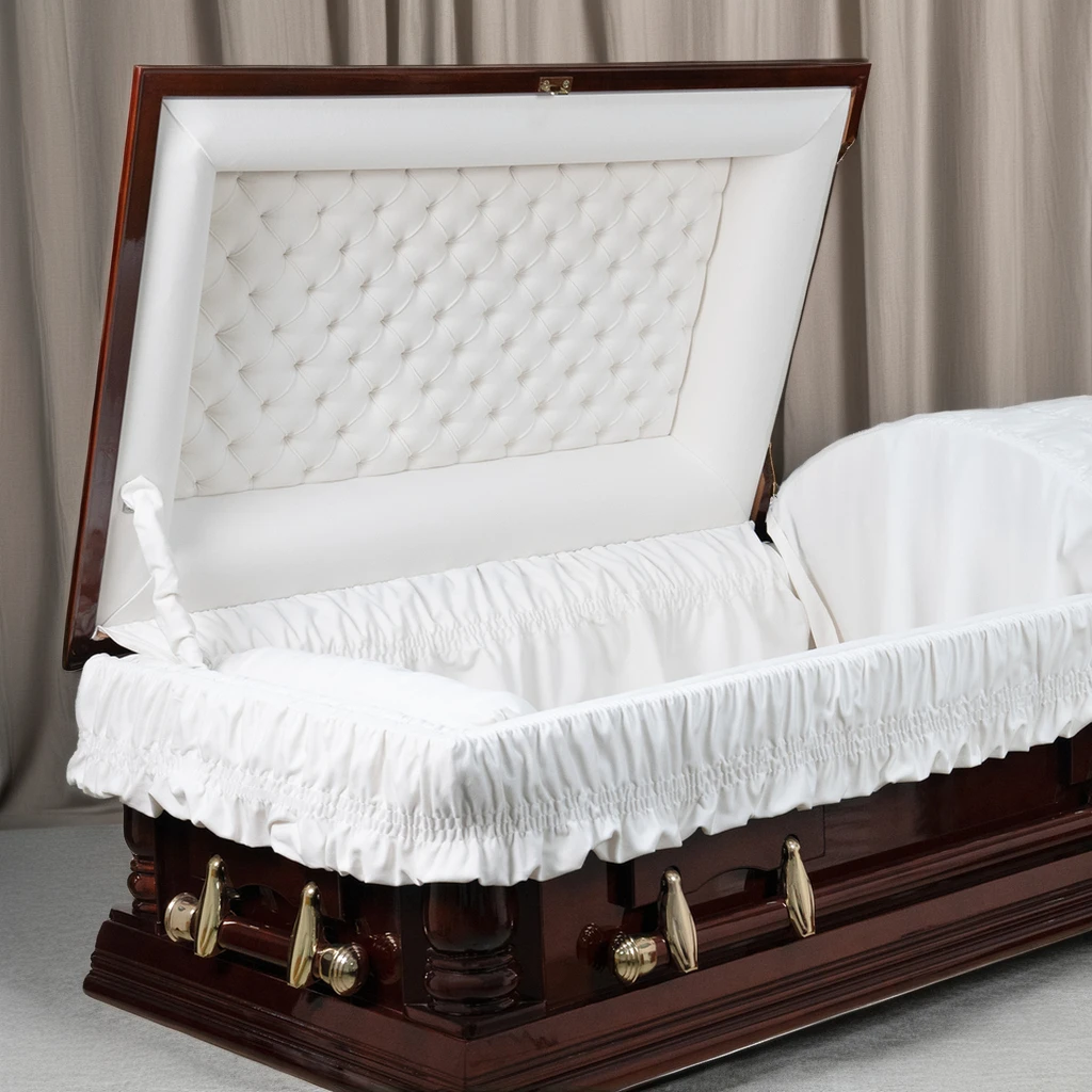 High Quality OEM & ODM Solid Wood Cremation Casket Coffin Funeral Supplies From Vietnam Manufacturer