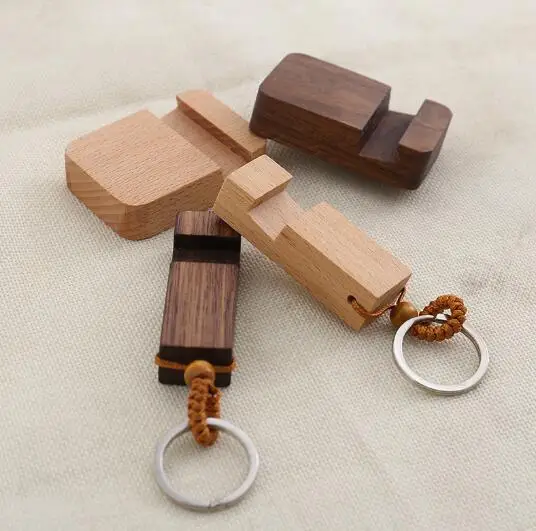 Simple beech key ring mobile phone holder portable mobile phone holder key ring