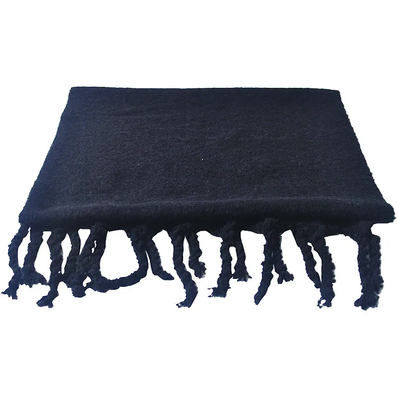 Синий Феникс корейский Толстый шифоновый шарф хиджаб 45% шерстяной акриловый 10% нейлоновый Однотонный черный длинный с бахромой зимний Пушистый Плюшевый