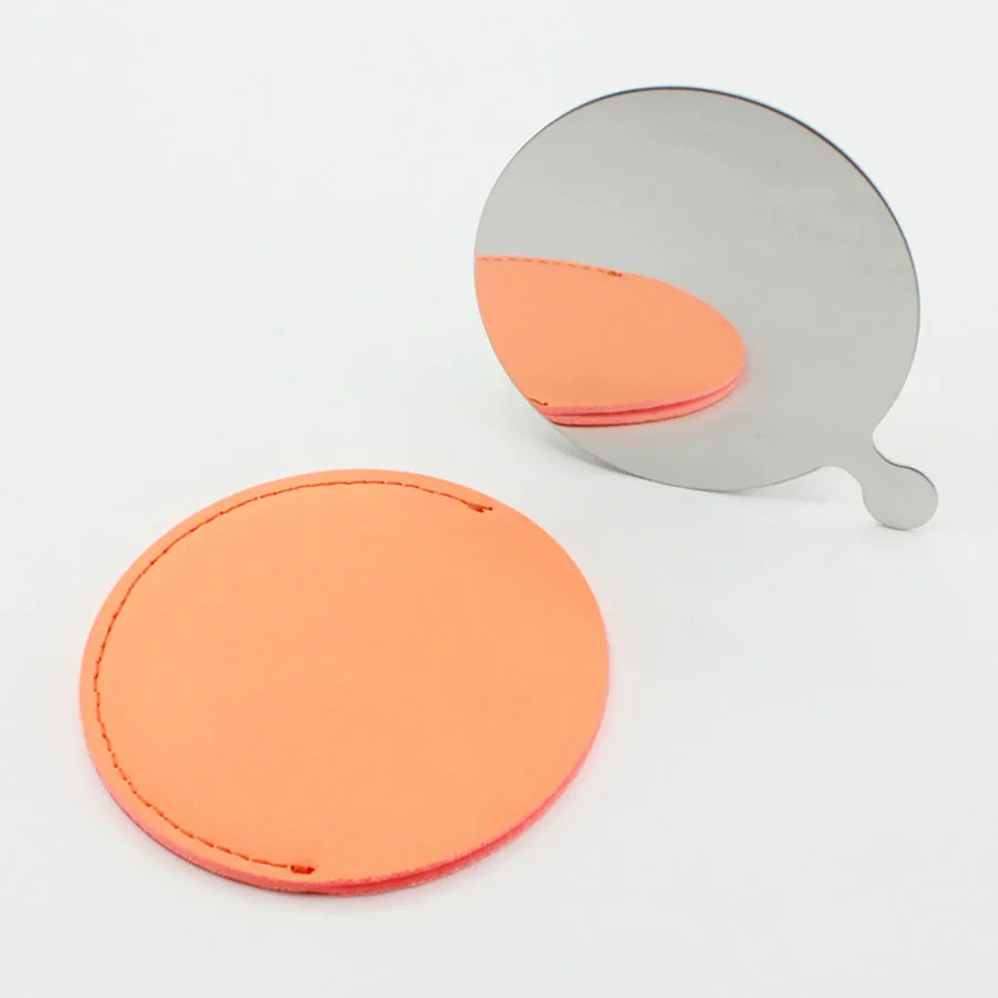 Customized Gift Mirrors Advertising Giveaways Small Round Shape Mirror with PU sleeve
