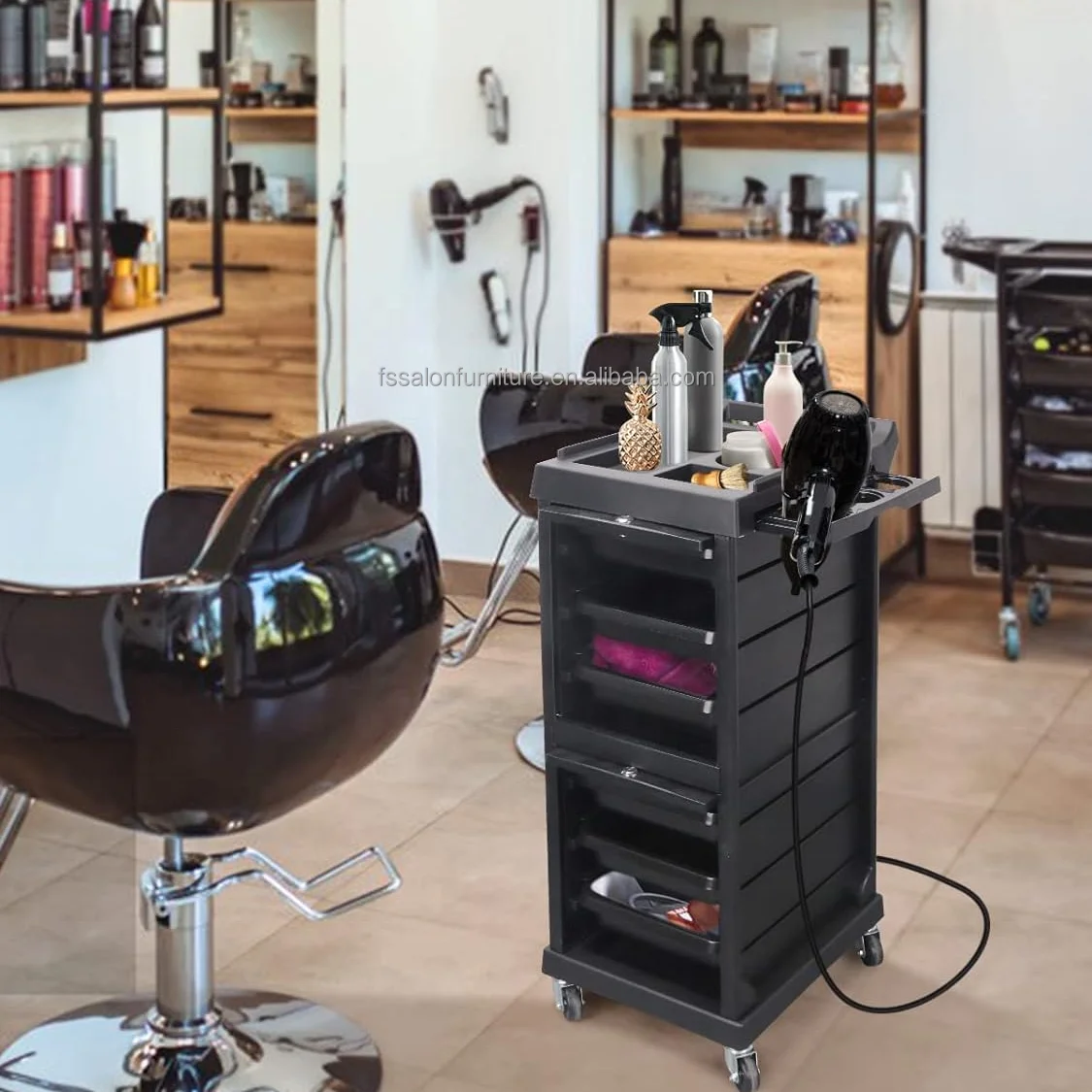 High Quality Barber Shop Equipment Cheap Plastic  Salon Trolley Cart with Wheels  for Sale