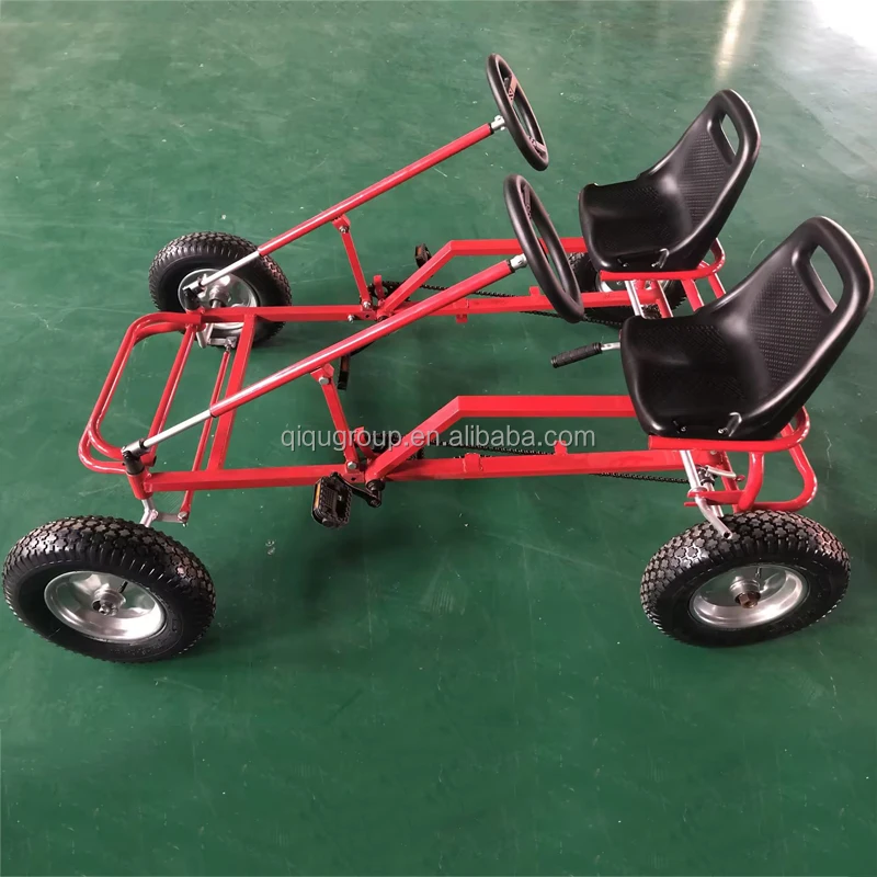 Professional supplier factory price four wheel heavy duty double seat pedal cart for adults pedal go karts