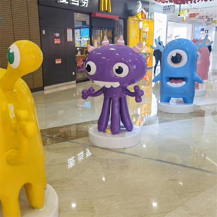 Customized Fiberglass Cartoon display monster Sculpture Resin cute lovely Animal Doll Statue sculpture Decoration