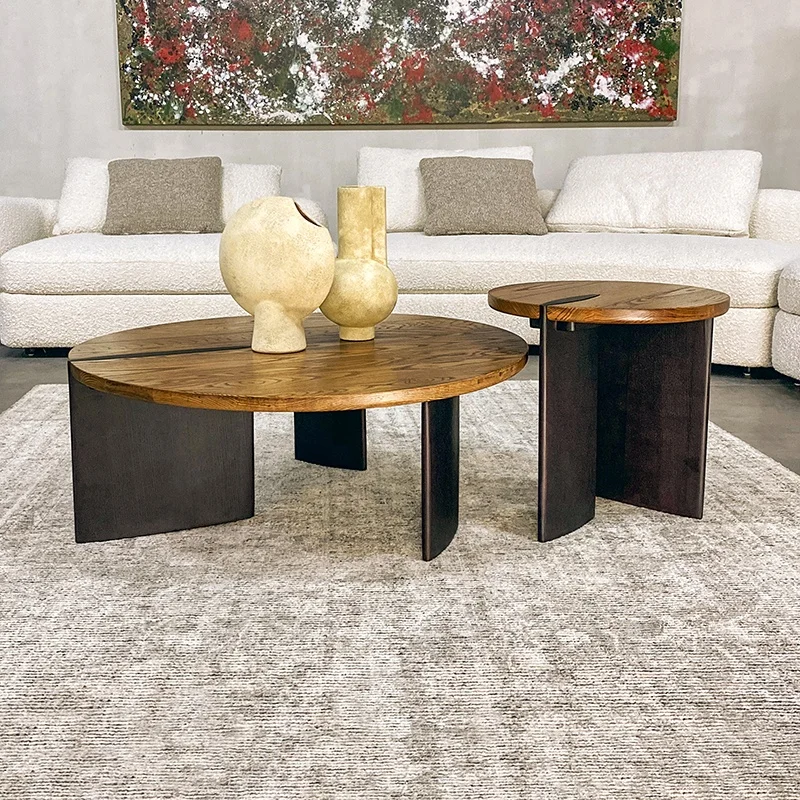 Nordic Modern Luxury Round Small Solid Wood Coffee Table Set Living Room Furniture Tea Table Coffee Tables