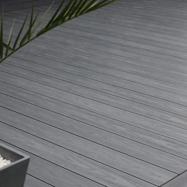 Dual-faced Decking Board WPC Smooth & Strip Surface Hollow Construction Weather-resistant Outdoor Garden Terrace Backyard