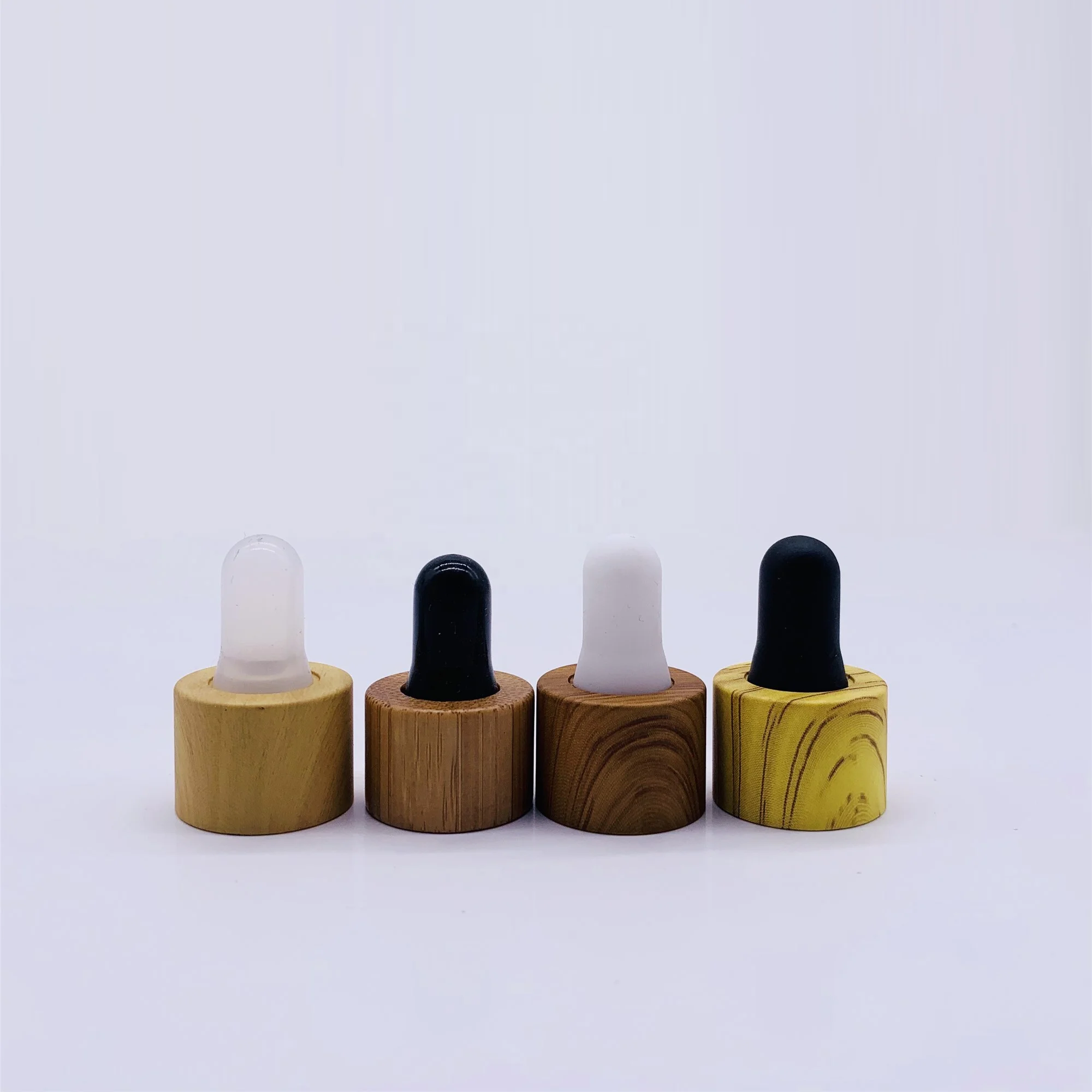 18mm 20mm dropper cap with customized rubber plastic teat glass dropper for essential oil bottle