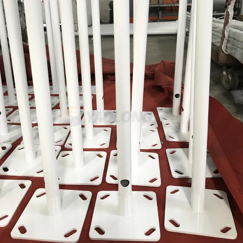 Yaolong Design 3m White Powder Coat Finished Waterproof Security Used Street Light Pole With Base Plate