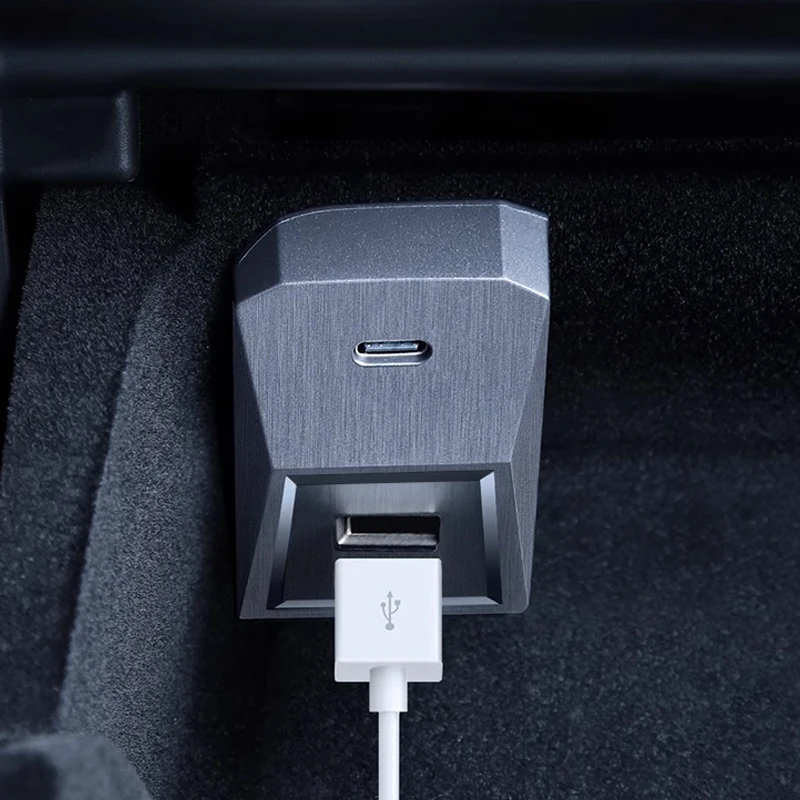 For Tesla highland model3 Y Glove box docking station HUB extender USB charger Modified decorative accessories