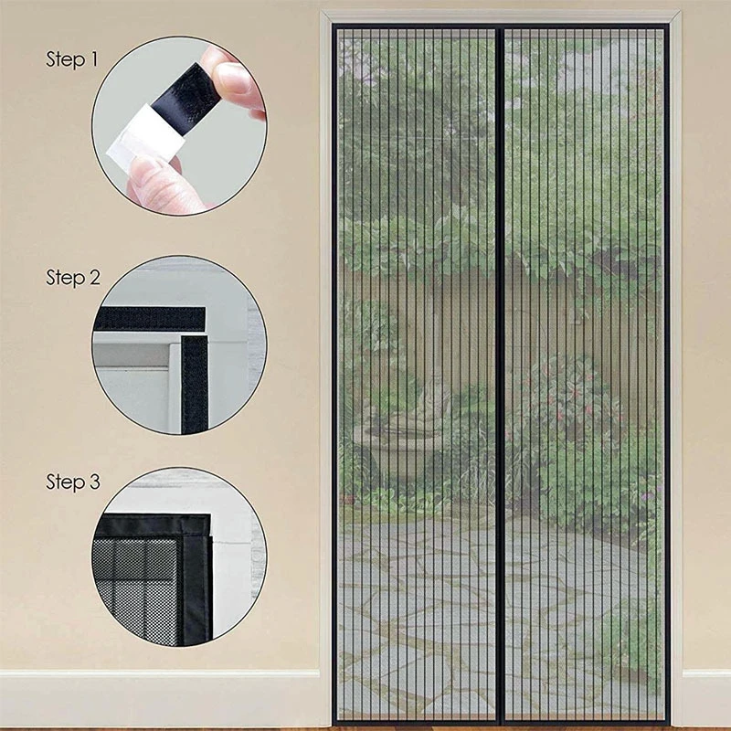 Anti Mosquito net door Curtain Hands Free Screen Mosquito Net Door Mesh With Magnets