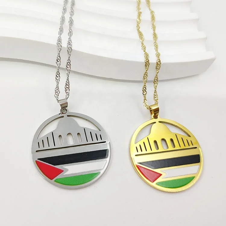 New Product Gold   In store Arabic Letter Palestine Map  Necklace