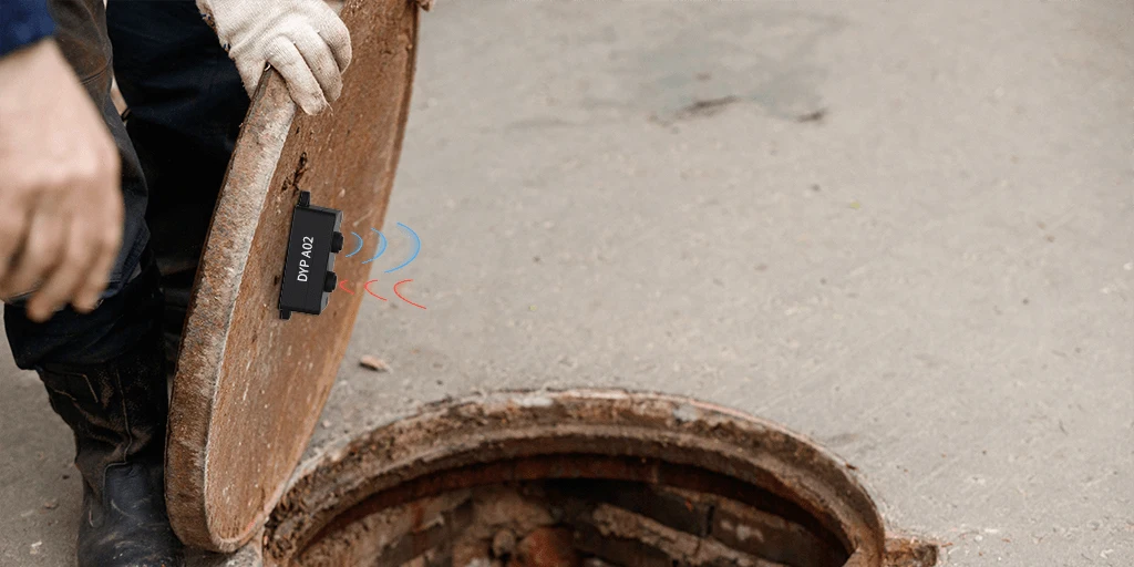 DYP-A02 Best Ultrasonic Smart Sewer Waste Bin Management Manhole Cover Monitoring Dual Sensor Anti Corrosion IP67 IoT cloud