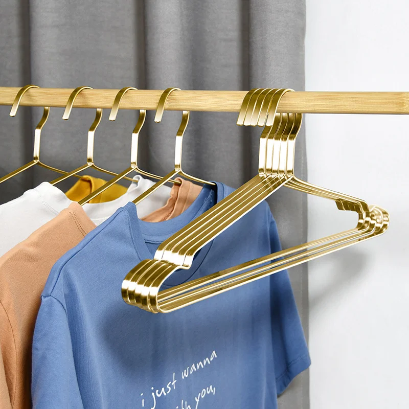 Premium Matte Gold Stainless Steels Coat Hangers Metal Shirt Dress Hanger Metal Clothes Rack for Jacket Trouser Pant Slack