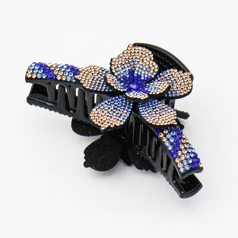 New Design Women Luxury Rhinestone Flower Hair Claws Hair Crab Hairpins Ladies Large Size Ponytail Hair Clips Fashion