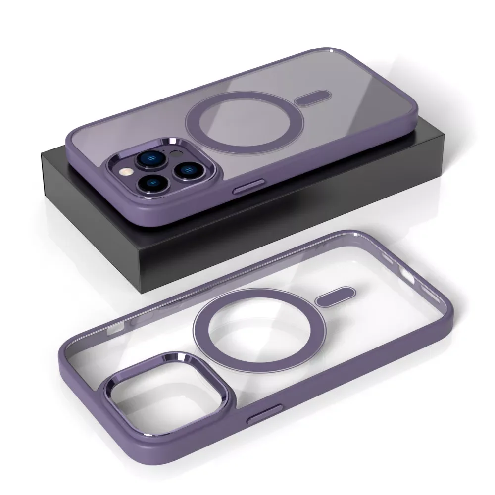 New Arrival Deep Purple TPU PC back cover Wireless Charging Magnet Mobile Phone Case for iphone 14 Pro Max