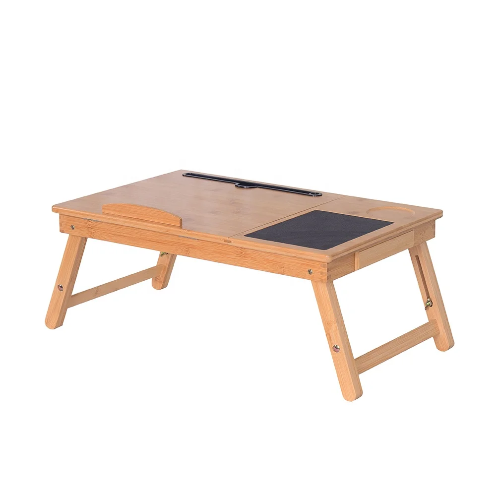 Adjustable Laptop Stand Portable Laptop Desk with Drawer Folding Legs Laptop Table for Bed