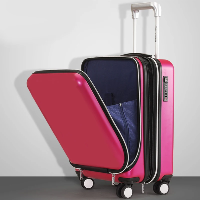 2020 Latest Aluminum Frame Trolley Hard Case Laptop Computer Bag Front Open PC Foldable Luggage