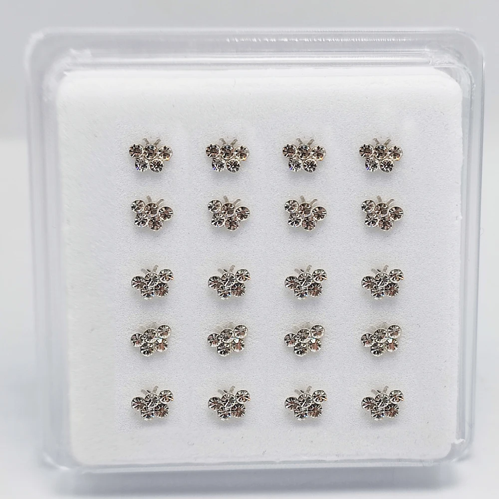 Wholesale 925 Sterling Silver Needle Nose Rings Stud Earrings CZ Butterfly I Shape Nose Studs Body Piercing Jewelry