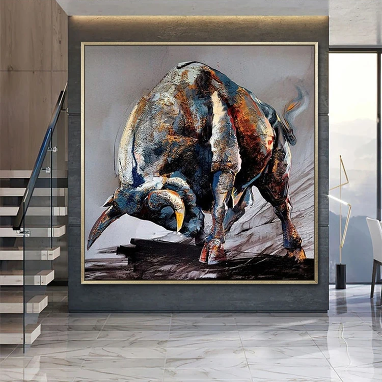 Cow Abstract Bull Modern Wall Hanging Decor Art Picture Home Decoration Animal Painting On Canvas