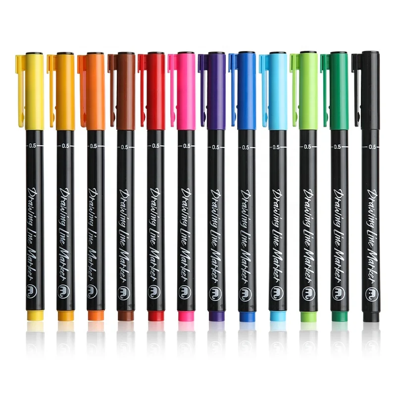 Mobee P-621 China Factory Wholesale writing smoothly supply 0.5mm Muti-Color bright fineliner marker pen with Clip