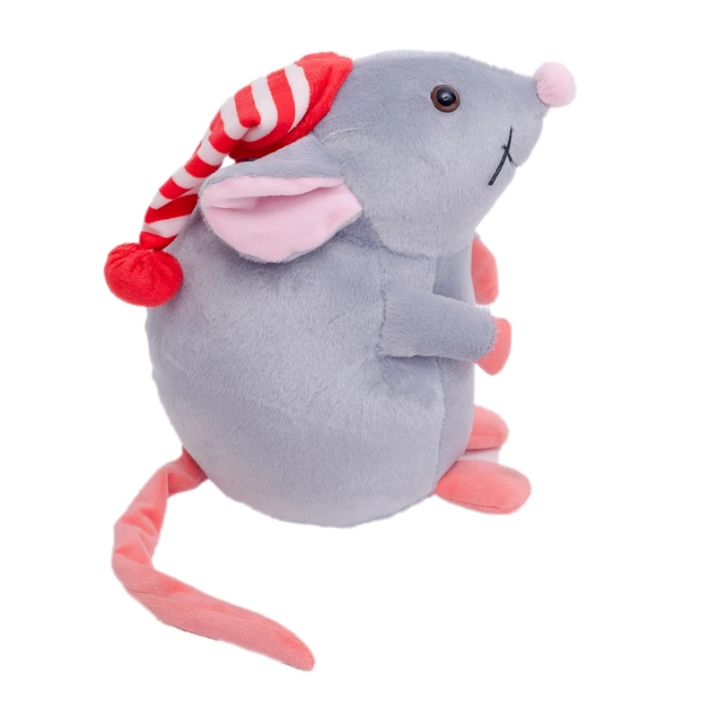 Новинка рождественские украшения на заказ Маленькая рождественская мышь плюшевая игрушка с шапкой мягкая