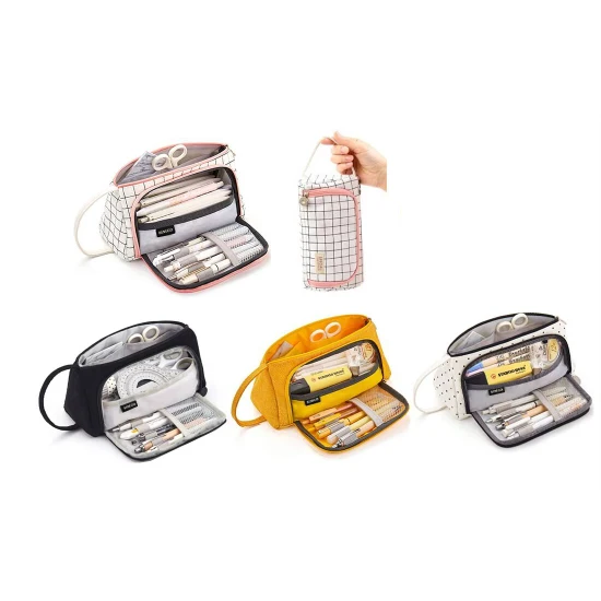 Custom Large Capacity Colored Canvas Storage Pencil Pouch Case gift Marker Pen Pencil Case